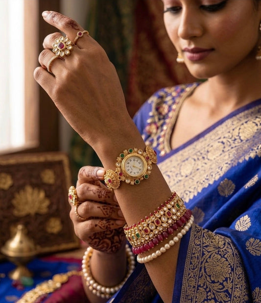 Indira Golden Kashmiri Watch
