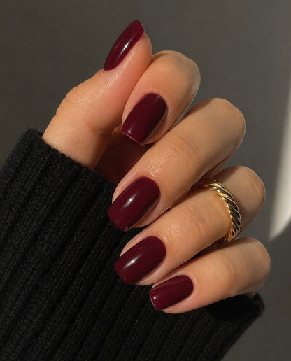 Burgundy Press-On Nails