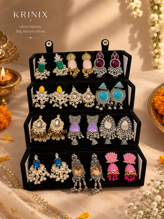 12 Colourful Jhumkas + Black Box