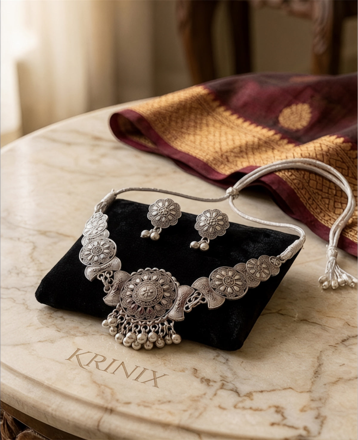 Noor Oxidised Necklace Set