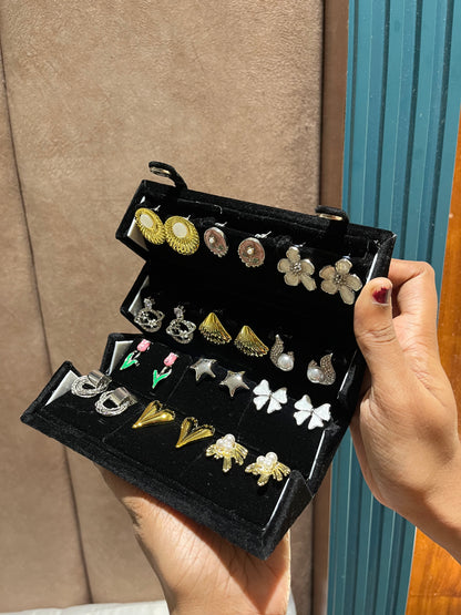 12 Pc Korean Earrings Full Black Box
