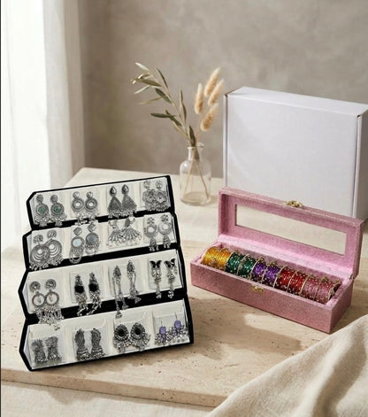 Viral Combo 16 Pc Black Jhumka Box & Diamond Bangle Box