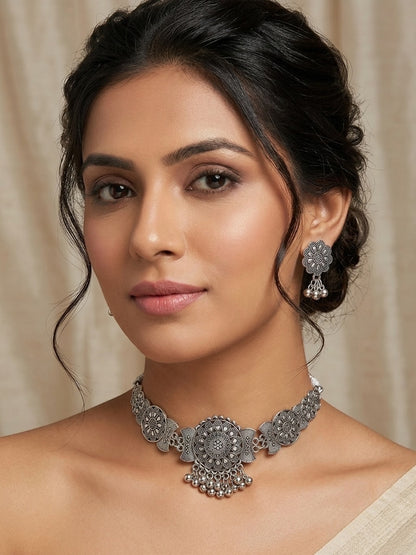 Noor Oxidised Necklace Set