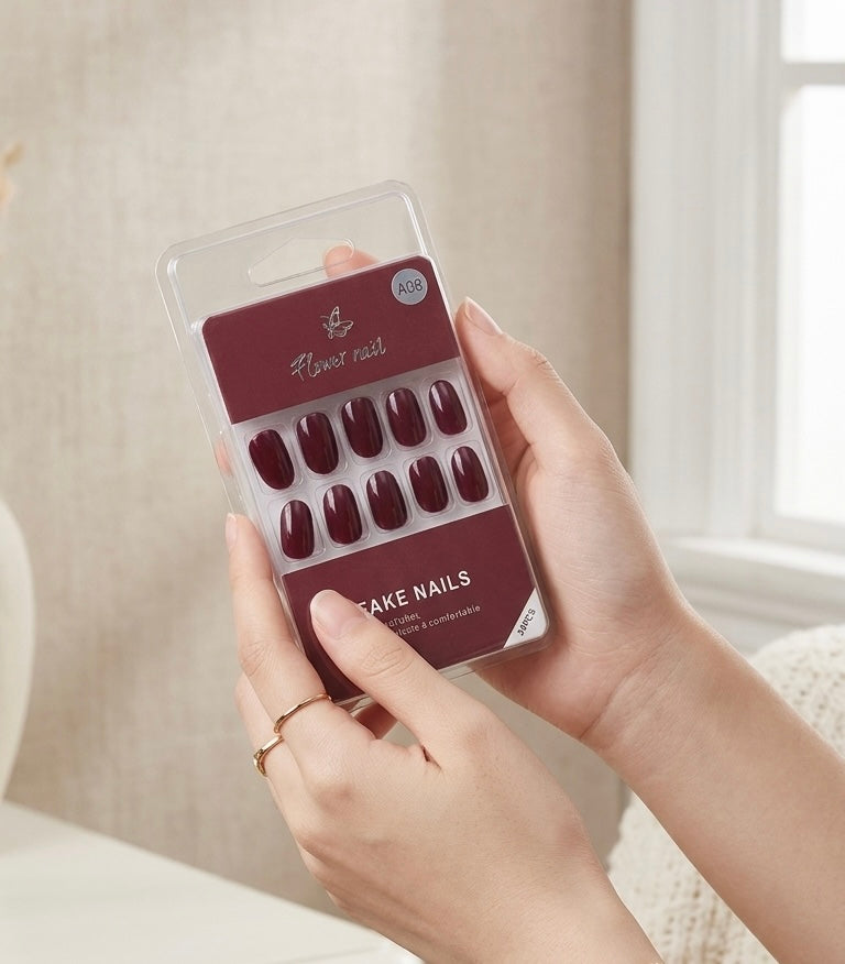 Burgundy Press-On Nails