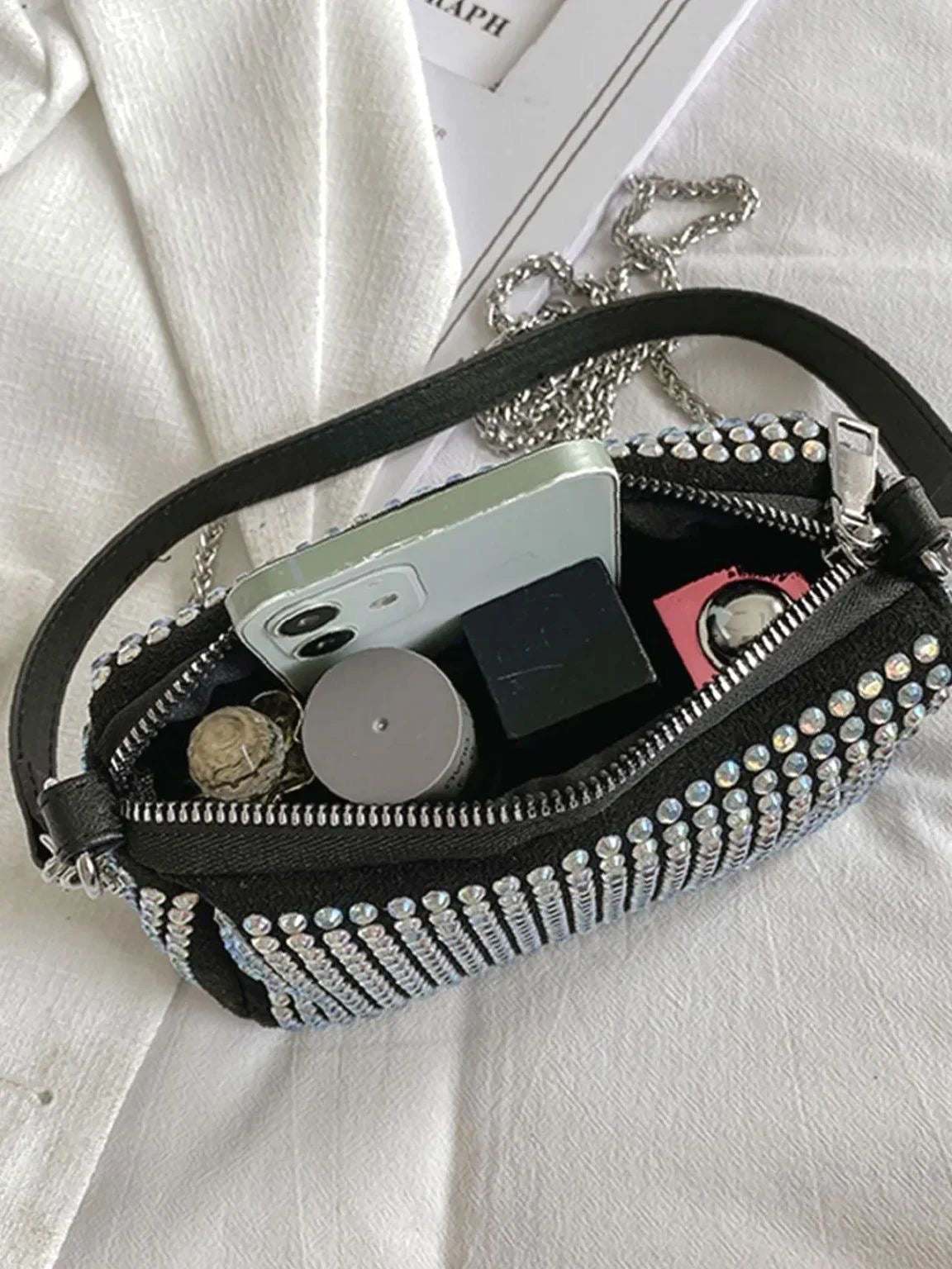 Silver Rhinestone Bag